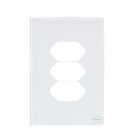 Placa P/ 3 Tomadas 4x2 - Dicompel Glass Branco
